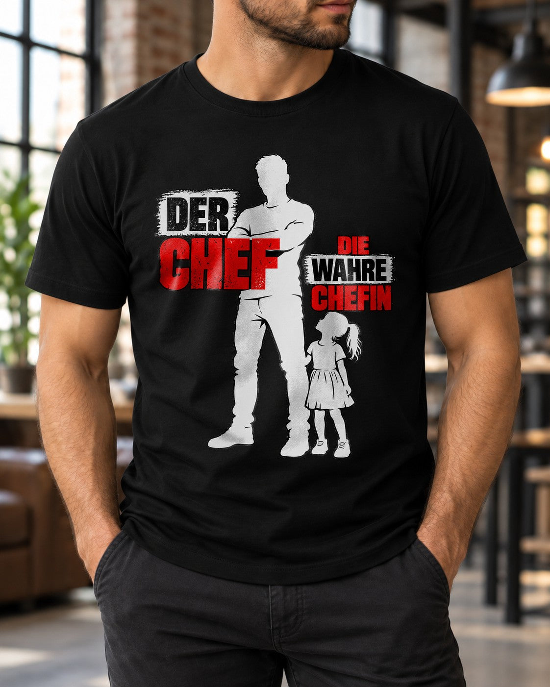 Camiseta "El jefe", "La verdadera jefa", divertida, para papá e hija, regalo del Día del Padre, frase familiar para hombre