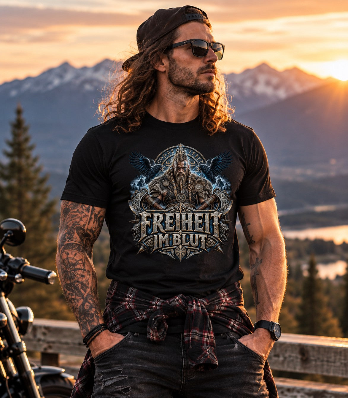 Freiheit im Blut T-Shirt, Wikinger Shirt Herren, nordisches Geschenk für Männer