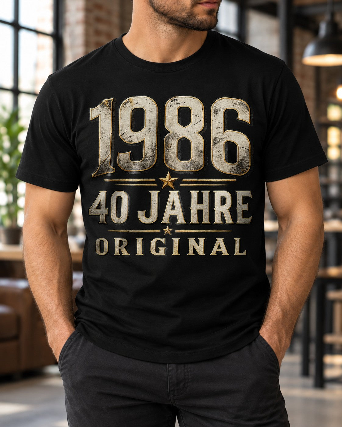 1986 40 Jahre Original T-Shirt Herren, Vintage Geburtstag Shirt 40. Geburtstag Geschenk Mann, Jahrgang 1986 Tee
