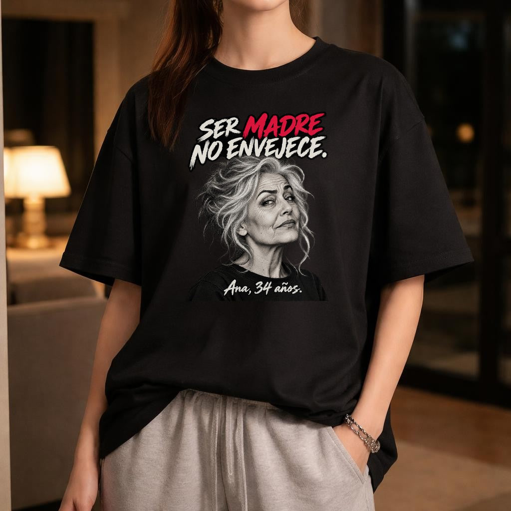 Ser Madre No Envejece T-Shirt Damen, Lustiges Mama Shirt Spanisch, Oversized Muttertag Geschenk, Schwarzes Statement Tee