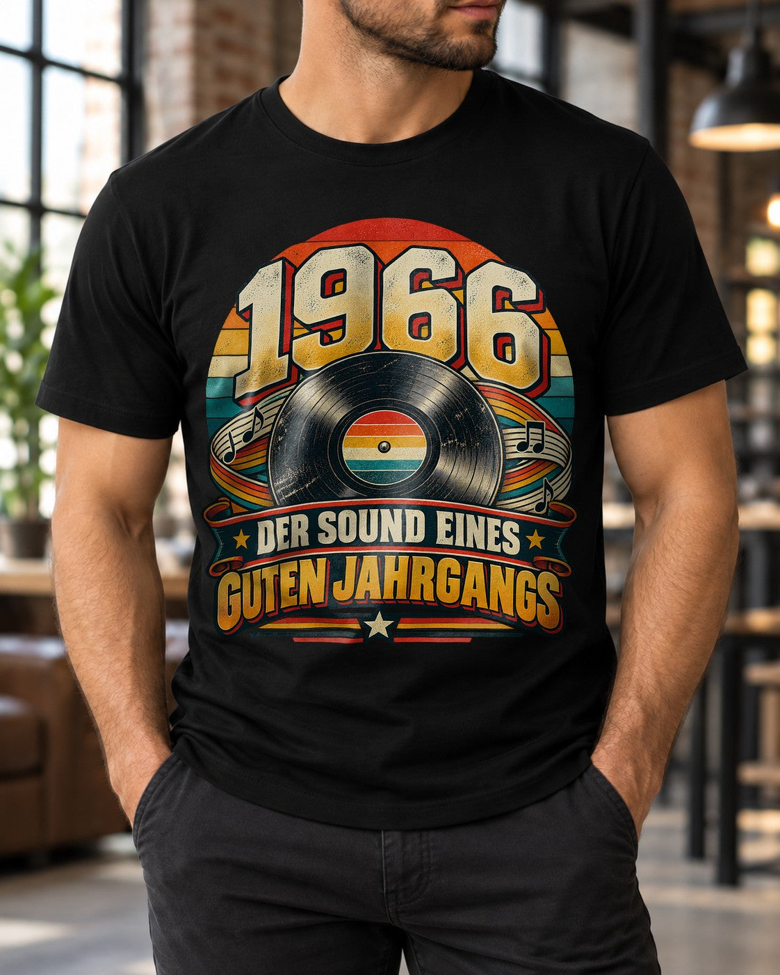 1966 Der Sound eines guten Jahrgangs T-Shirt, Vintage Geburtstag Shirt Herren, Retro Schallplatte Geschenk 59. Geburtstag