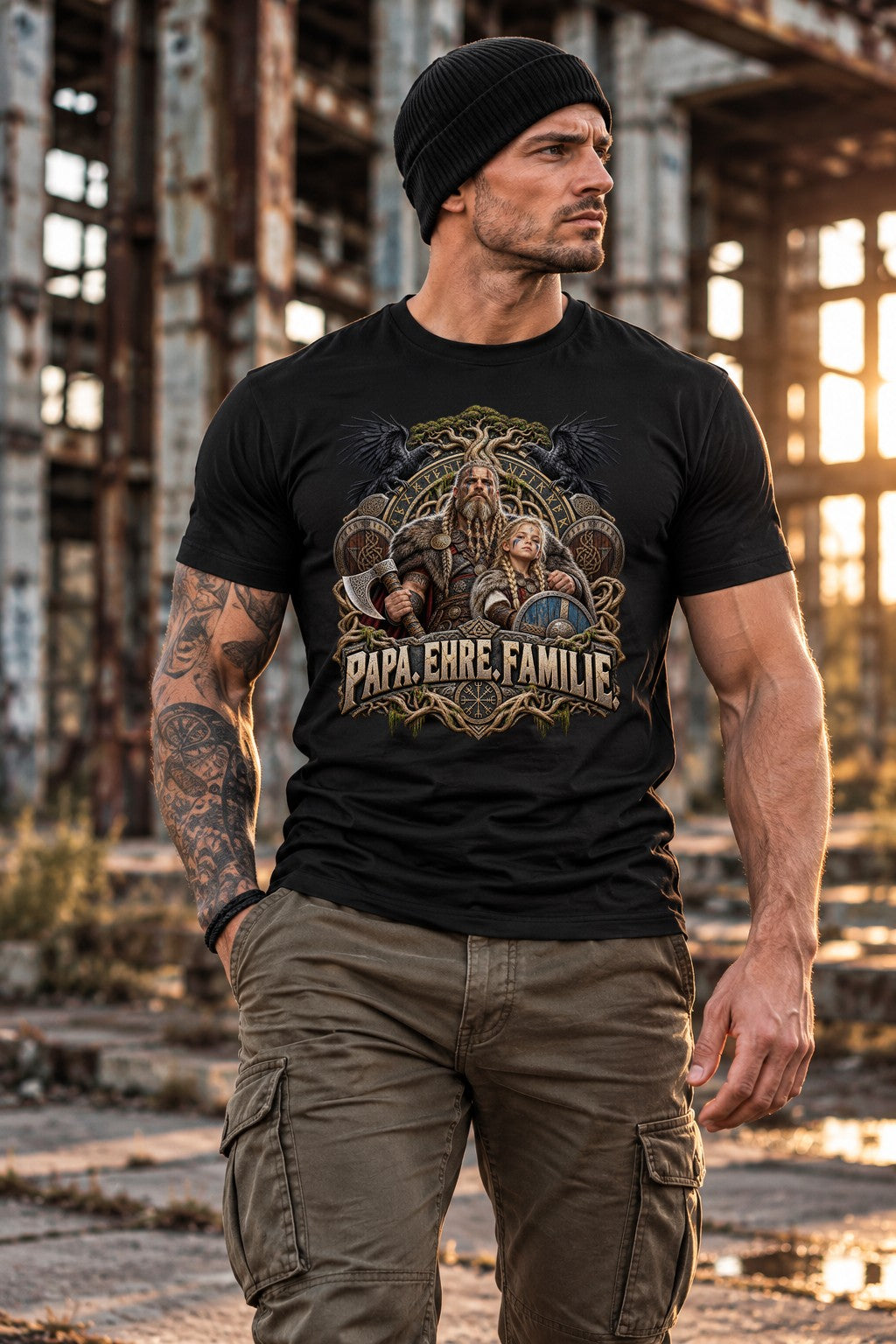 Wikinger Papa T-Shirt, Papa Ehre Familie Shirt, Vatertag Geschenk für Väter