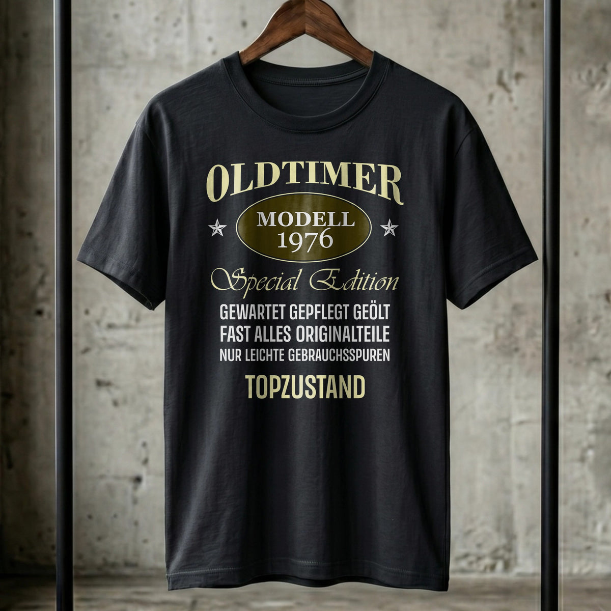 Oldtimer Modell 1976 T-Shirt | Personalisiertes Geburtstagsgeschenk für Herren | Jahrgang 1976 Shirt