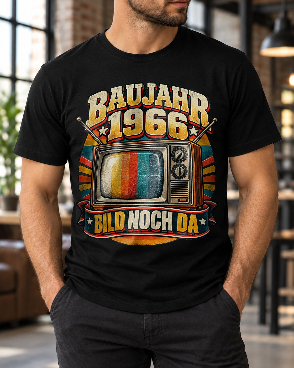 Año de construcción 1966 imagen aún disponible camiseta retro para hombre televisor vintage cumpleaños 59 regalo para hombres camiseta divertida de culto