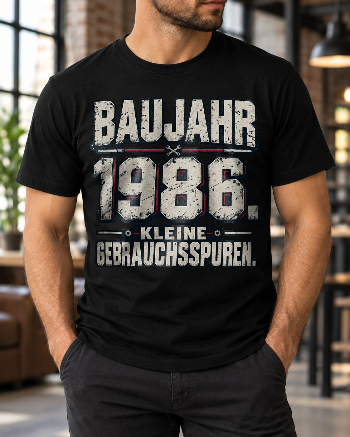 Baujahr 1986 Kleine Gebrauchsspuren T-Shirt Herren Vintage Geburtstag Geschenk 39 Jahre Jahrgang 1986 Fun Shirt