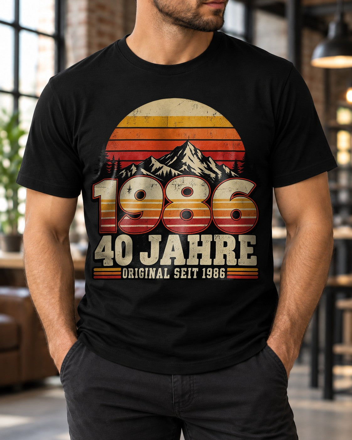 1986 40 Jahre Original Seit 1986 T-Shirt Herren Vintage Geburtstag Geschenk 40er Jubiläum Retro Bergmotiv