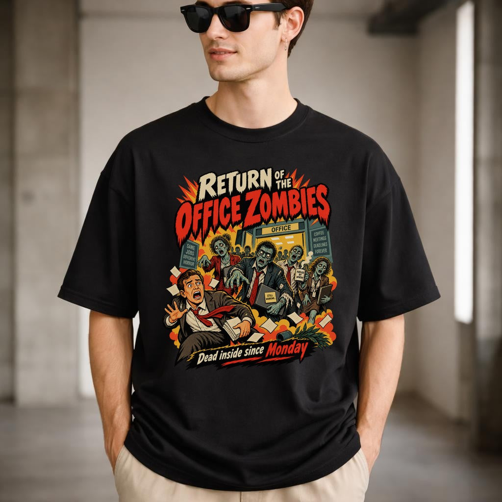 Return of the Office Zombies T-Shirt, Dead Inside Since Monday, lustiges Büro Zombie Shirt Herren Damen Retro Horror