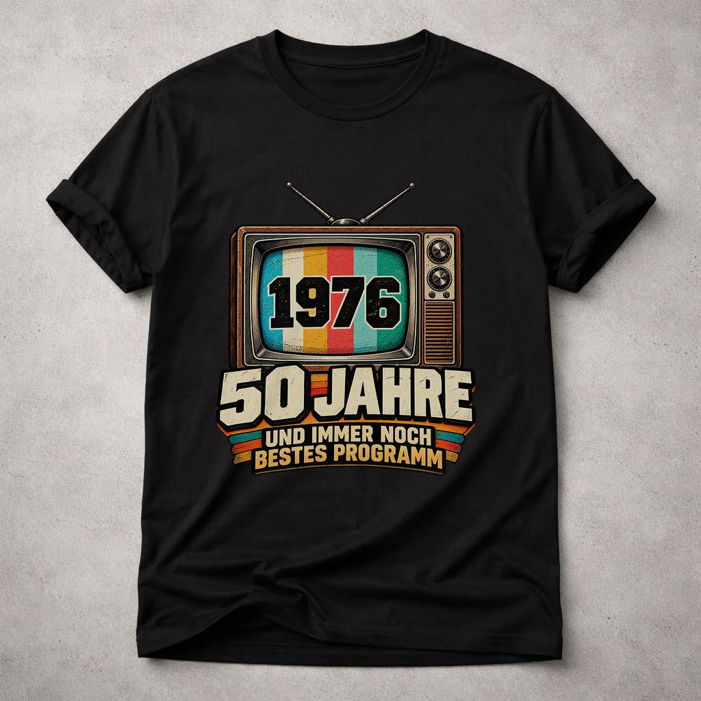 50 Jahre Geburtstag T-Shirt 1976 Vintage Fernseher Geschenk Damen Herren Retro Bestes Programm