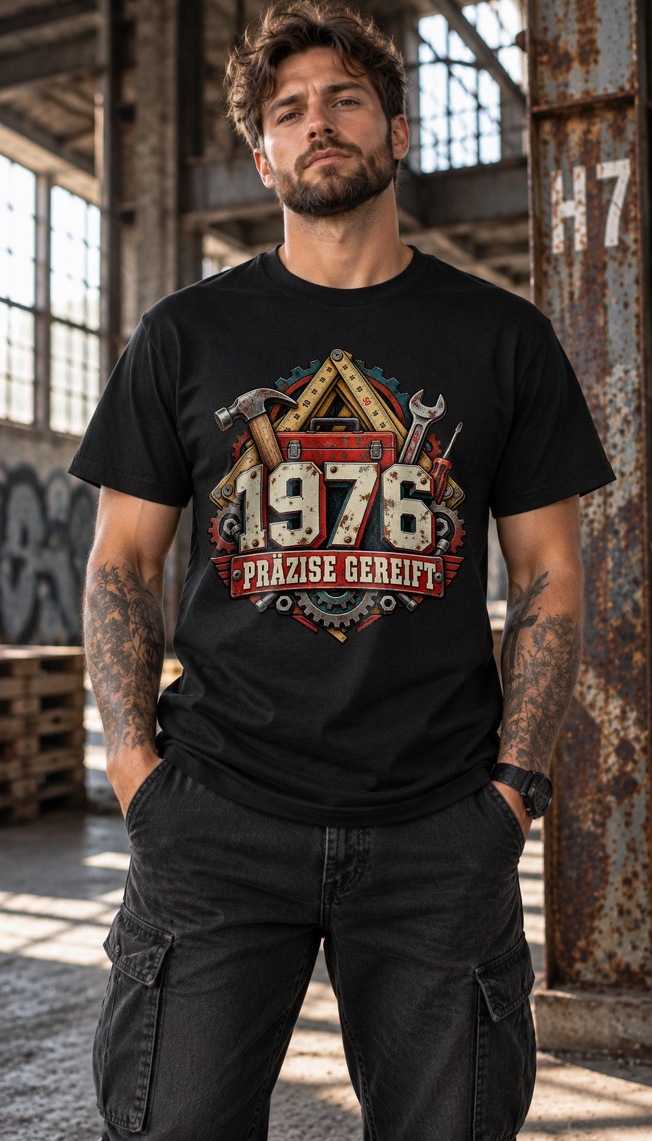 1976 Präzise Gereift T-Shirt Herren Geburtstag Handwerker Werkzeug Vintage Geschenk für Männer 49 Jahre