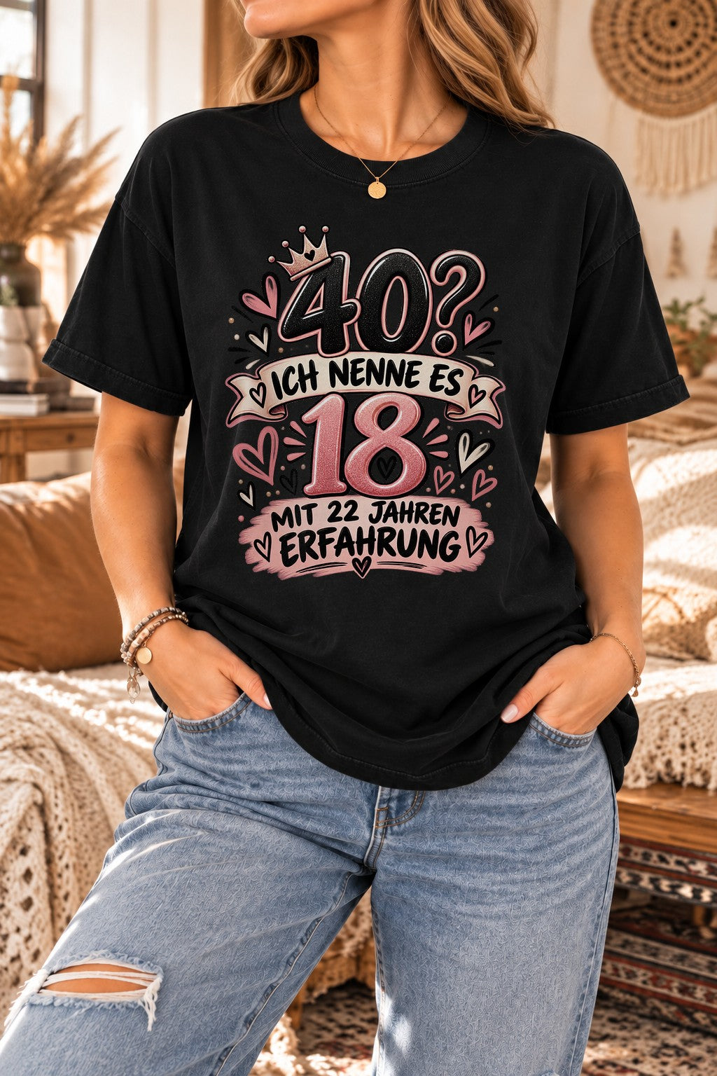 Personalisiert Geburtstags T-Shirt Damen Alter frei wählbar lustig, Birthday Shirt individuell Geschenk Frau