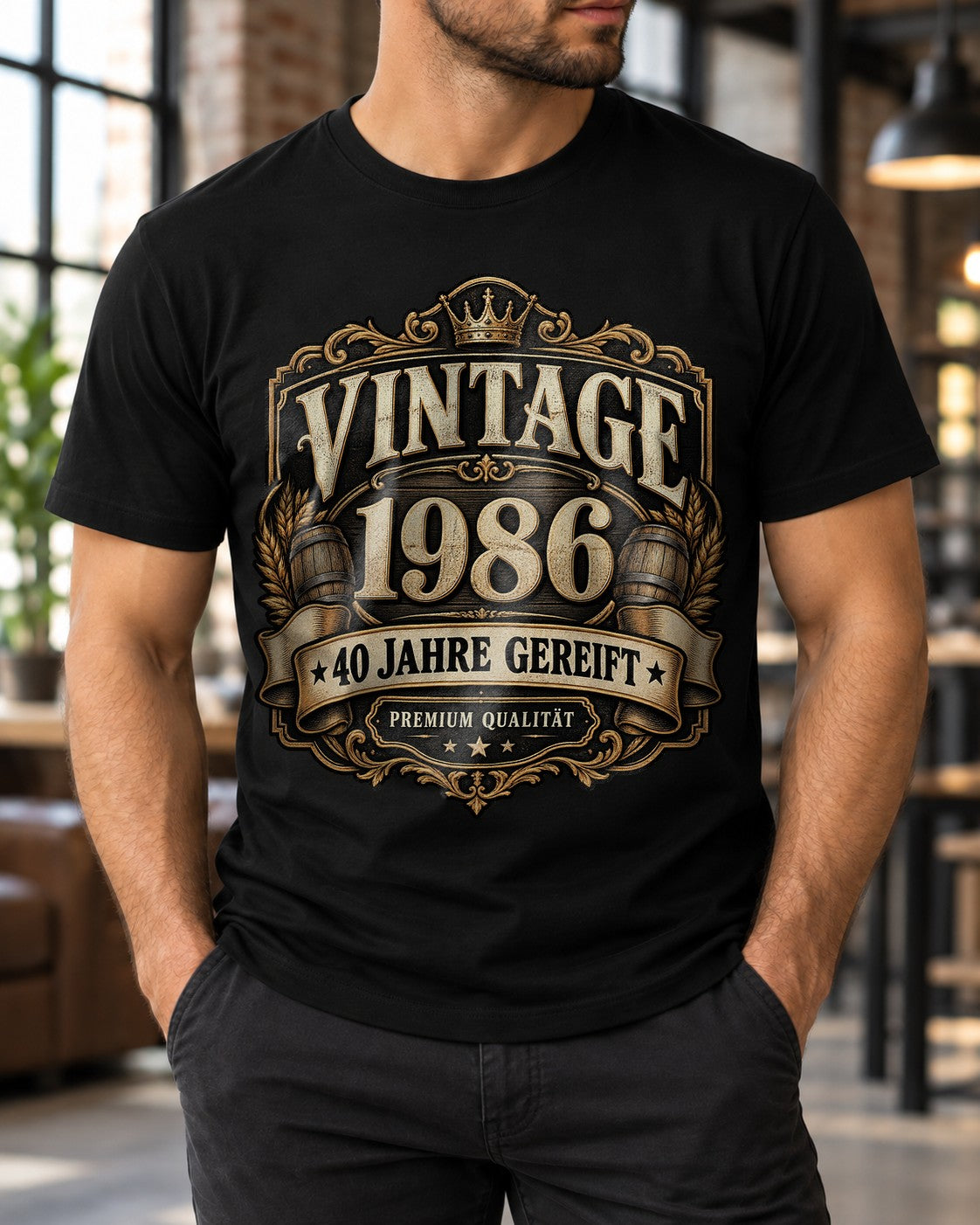 Vintage 1986 T-Shirt Herren, 40 Jahre gereift, Premium Qualität, Geburtstag 40 Geschenk Mann, Retro Jahrgang Shirt