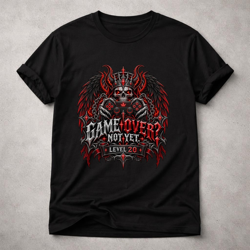 Personalisiert Gamer Geburtstag T-Shirt, Game Over Not Yet Shirt mit Alter, Gaming Geschenk für Zocker Herren