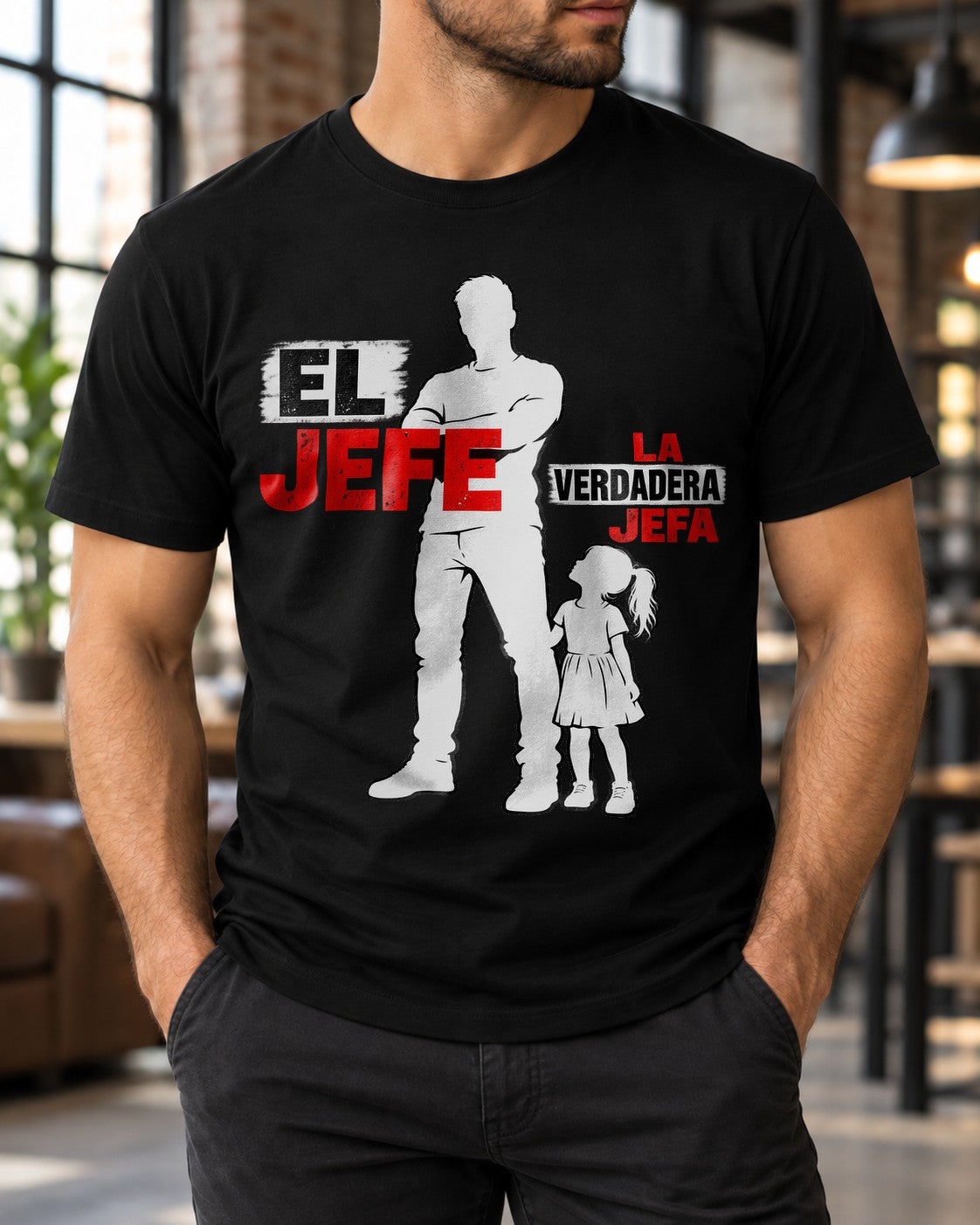 Camiseta "El Jefe La Verdadera Jefa", camiseta divertida de papá e hija, regalo del Día del Padre para papá, camiseta familiar española para hombre