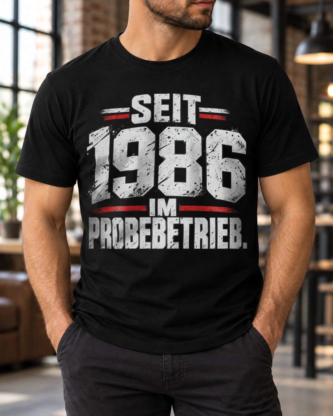 Seit 1986 im Probebetrieb T-Shirt Herren lustig, Jahrgang 1986 Geschenk Geburtstag Vintage Spruch Shirt