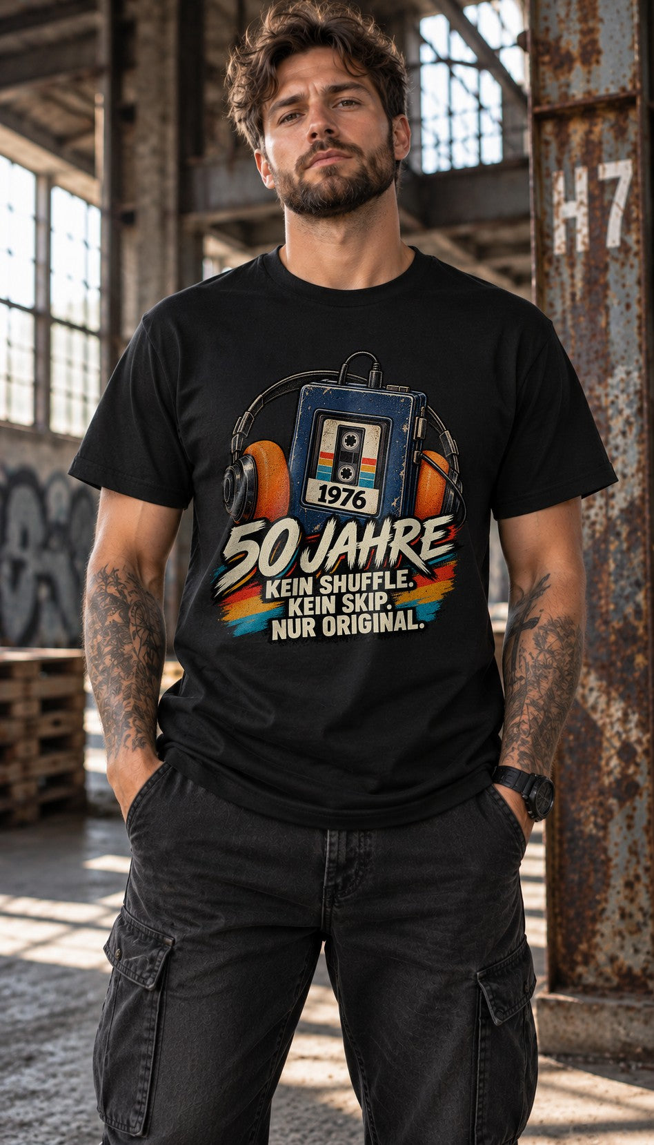 50 Jahre 1976 T-Shirt Herren Vintage Kassette Geburtstag Geschenk Kein Shuffle Kein Skip Nur Original