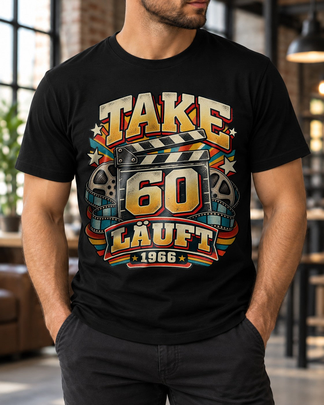 Camiseta Take 60 rodó en 1966 para hombre, camiseta de 60.º cumpleaños, camiseta de cumpleaños retro con claqueta de cine, regalo para nacidos en 1966