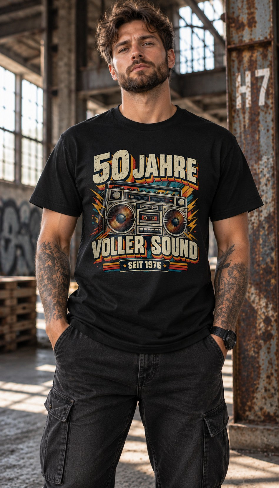 50 Jahre voller Sound T-Shirt 1976 Vintage Boombox Geburtstag Shirt Retro Geschenk zum 50. Geburtstag Herren
