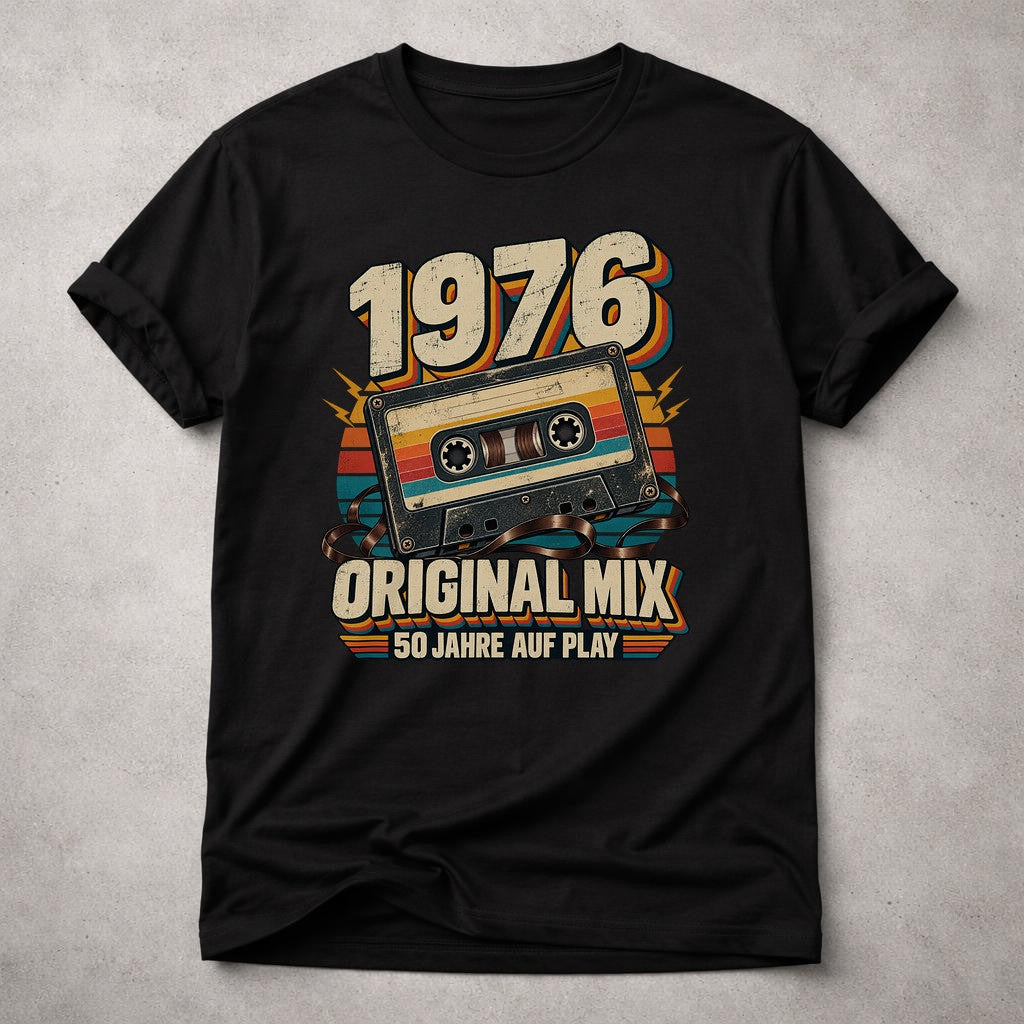 1976 Original Mix T-Shirt, 50 Jahre Auf Play Shirt, Vintage Kassette Geburtstag, Retro 70er Geschenk zum 50.