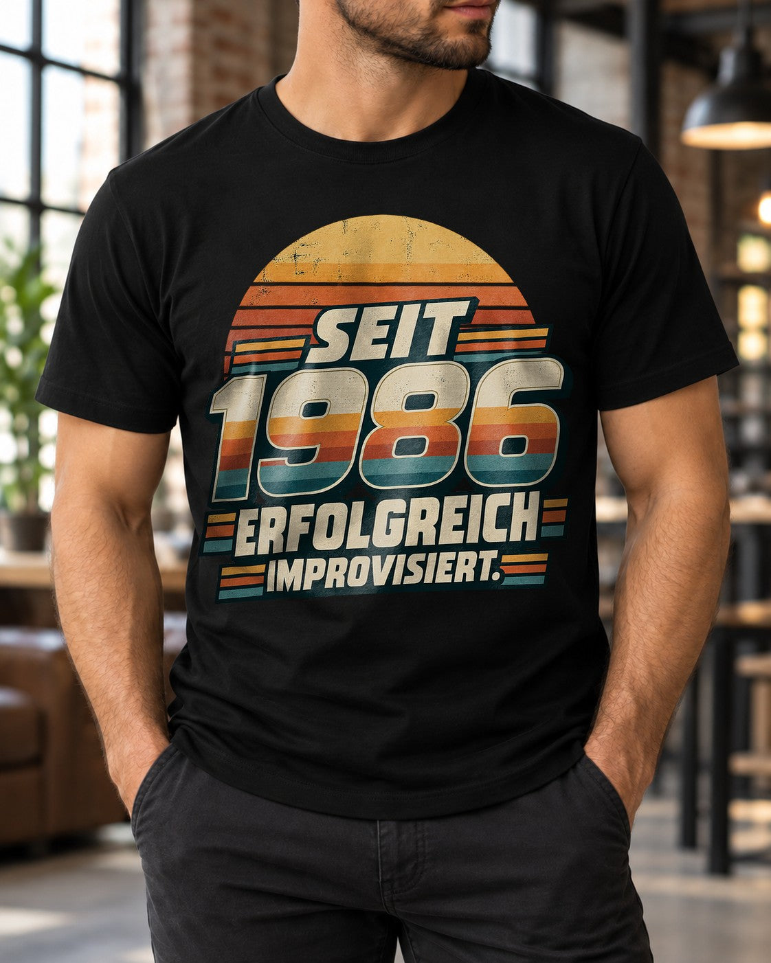 Seit 1986 erfolgreich improvisiert T-Shirt Herren Retro Geburtstag Shirt Jahrgang 1986 Vintage Geschenk 39. Geburtstag