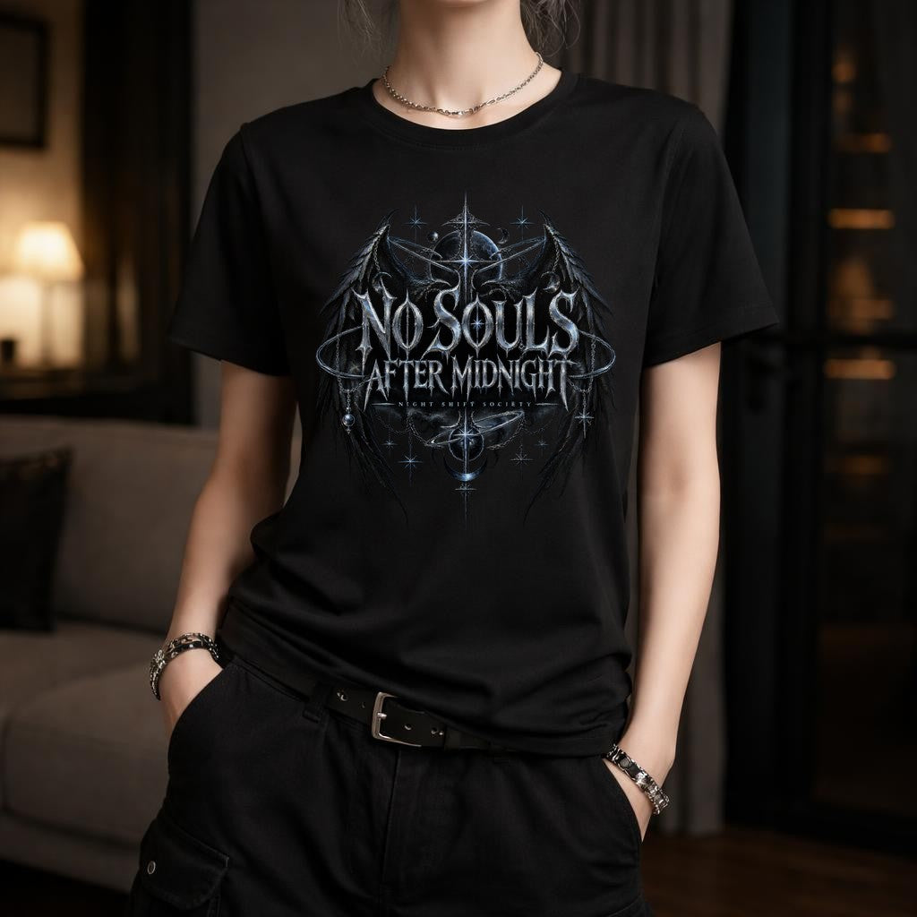 No Souls After Midnight Gothic T-Shirt Damen Herren – Dark Aesthetic Night Shift Society