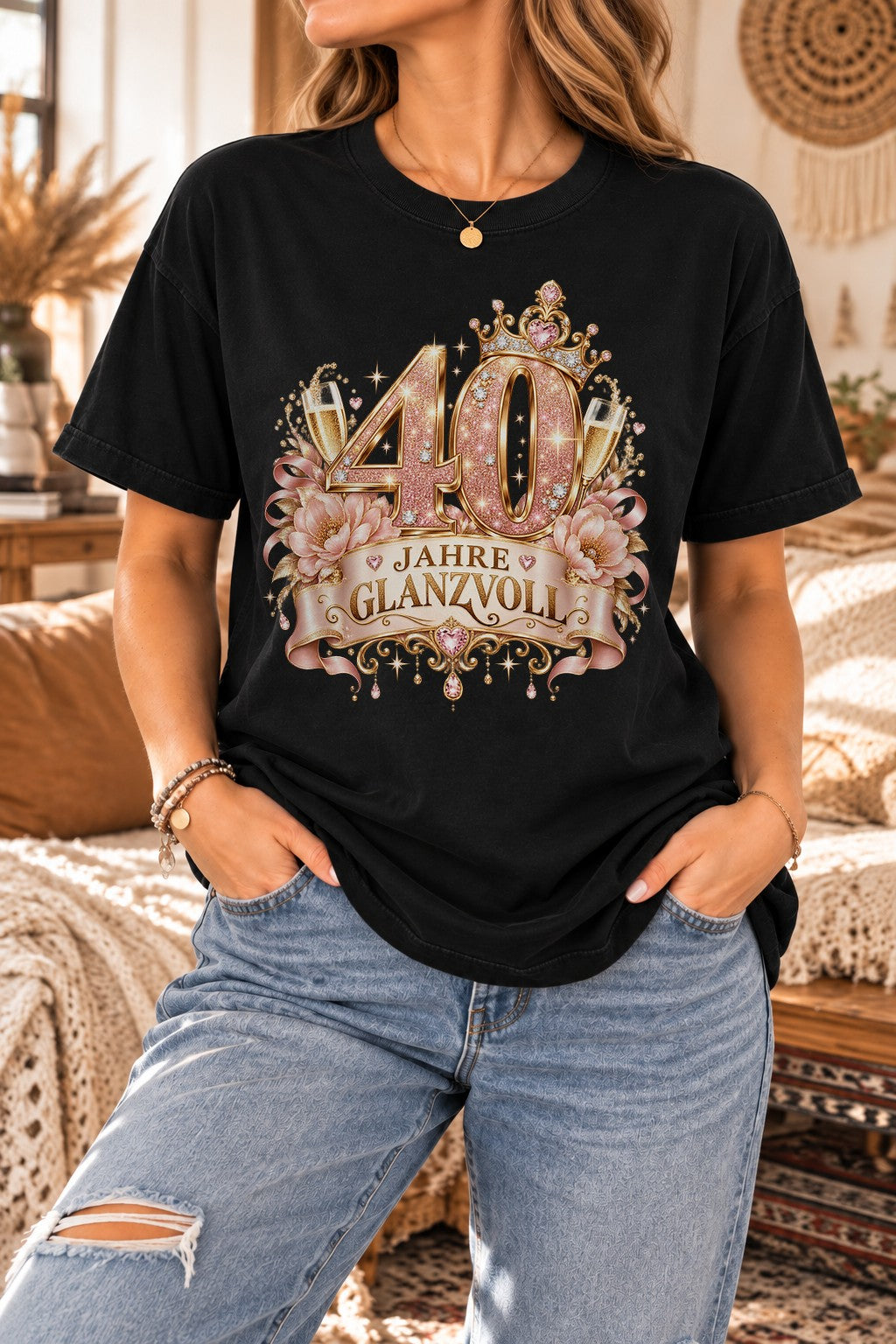 Personalisiert Geburtstag Shirt Damen – Jahre glanzvoll T-Shirt mit Alter, Glamour Geschenk Frau