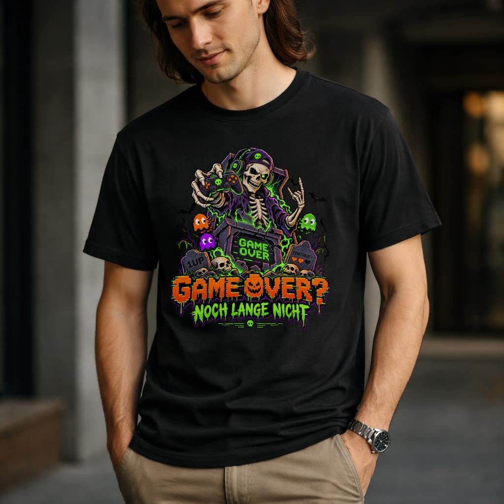 Game Over? Noch lange nicht T-Shirt – Retro Gaming Skull Shirt für Gamer