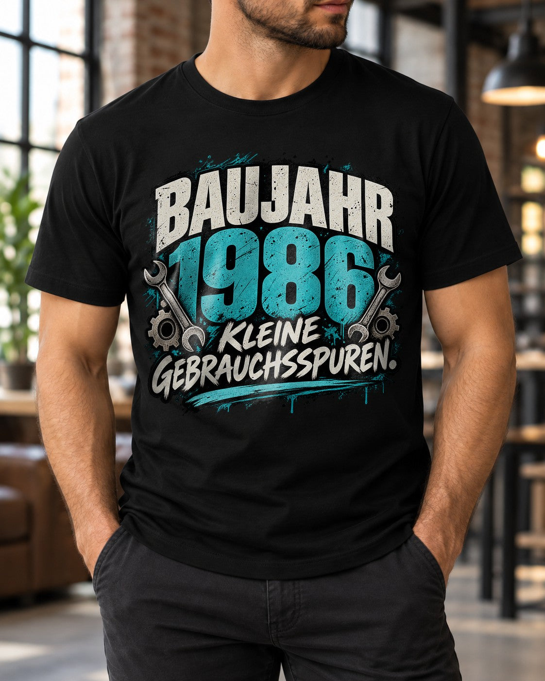 Año de fabricación 1986 Camiseta divertida para hombre, Camiseta con pequeñas marcas de uso, Regalo de 39.º cumpleaños para hombre, Camiseta vintage de mecánico
