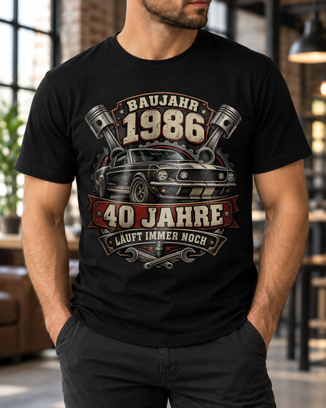 Baujahr 1986 40 Jahre läuft immer noch T-Shirt Herren, Geburtstag 40, Auto Schrauber Vintage Geschenk