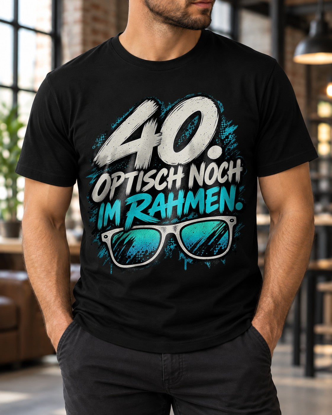 40. Aún guapo dentro de lo normal Camiseta divertida para hombre, Camiseta de 40 cumpleaños, Camiseta con gafas y frase, Regalo para el cuadragésimo cumpleaños