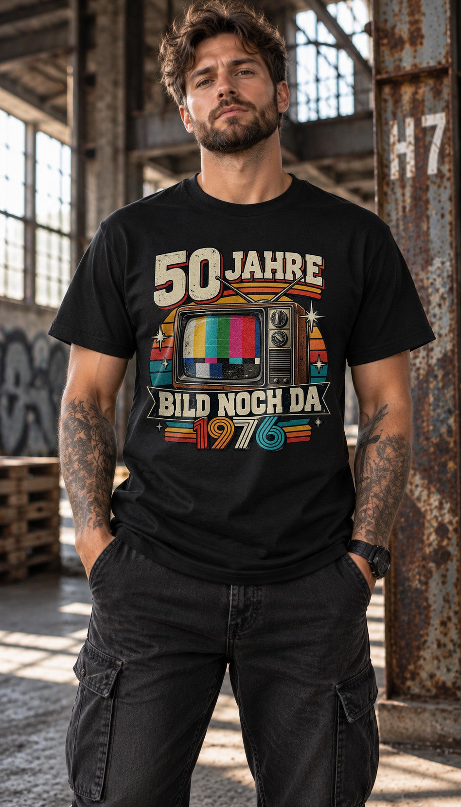 50 Jahre Bild noch da 1976 T-Shirt Herren Retro Geburtstag Vintage TV Shirt lustig 50. Geburtstag Geschenk