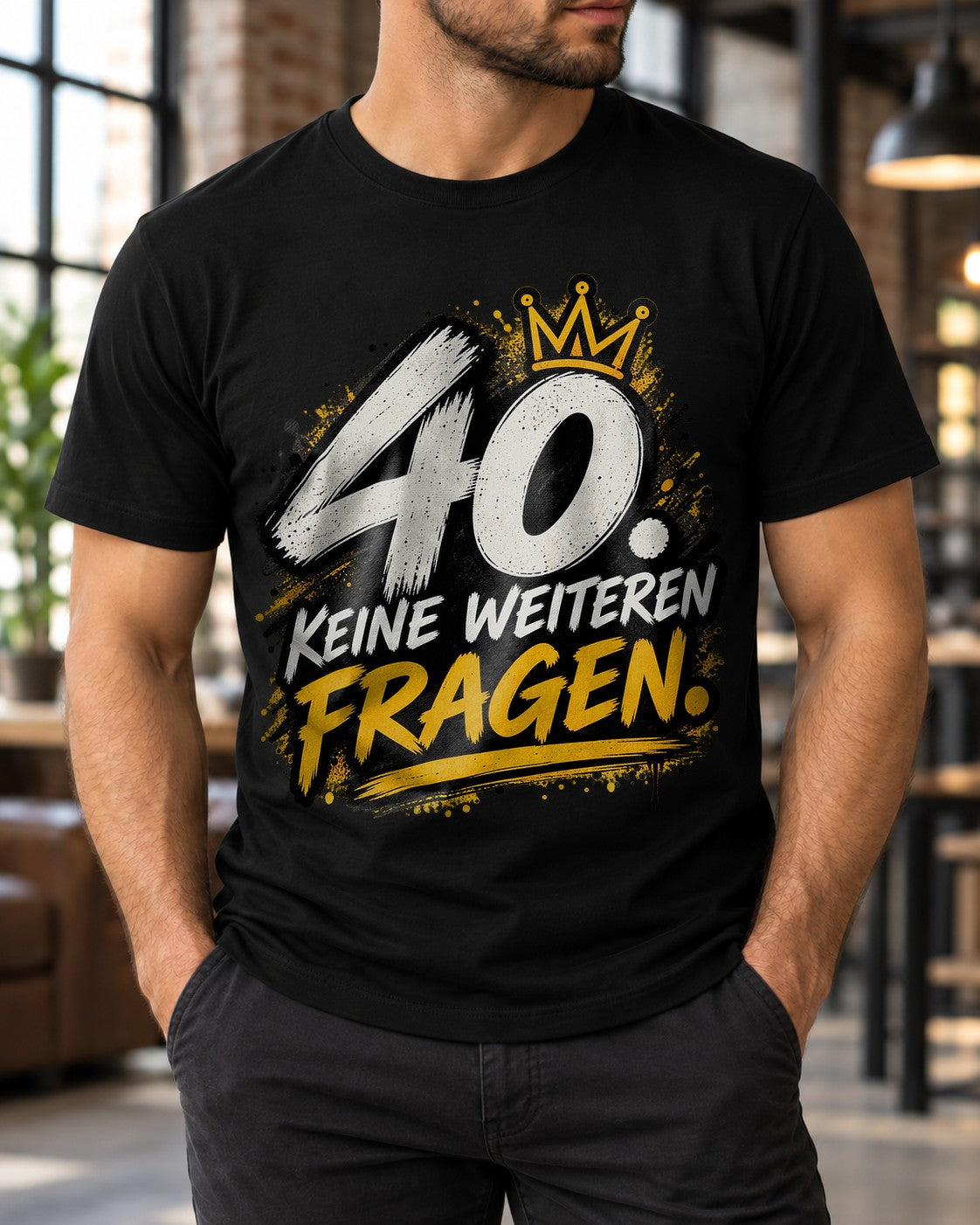 40. Sin más preguntas Camiseta de hombre, Camiseta divertida de 40 cumpleaños, Regalo para el cuadragésimo, Camiseta con mensaje Negra