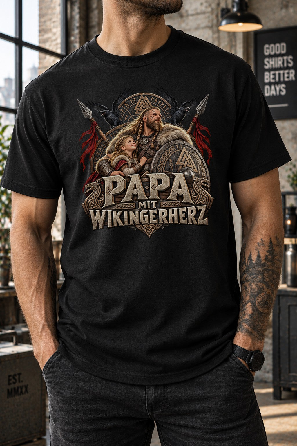 Camiseta de papá con corazón vikingo para hombre, regalo para papá vikingo, camisa nórdica vikinga para el Día del Padre, cumpleaños