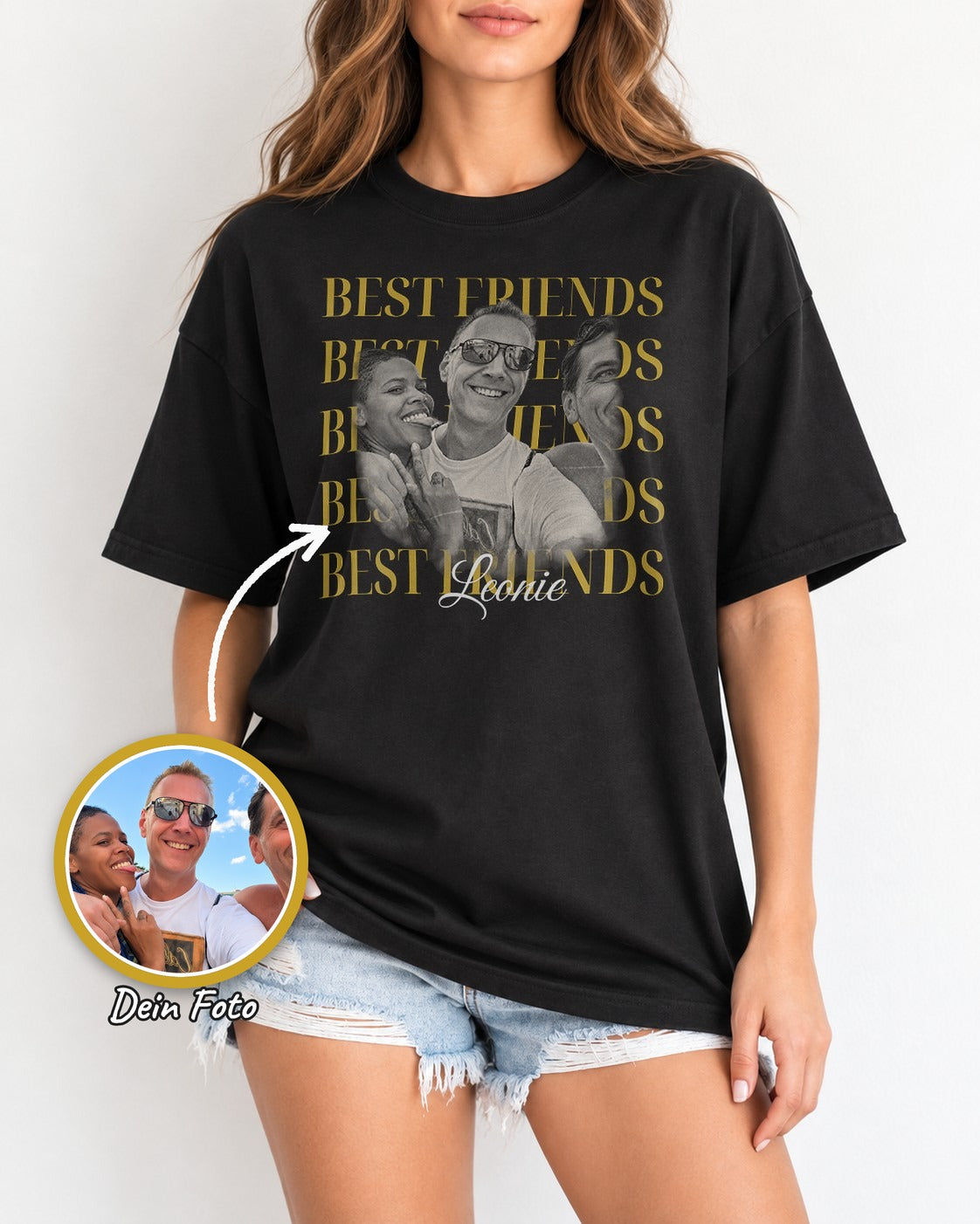 Camiseta de mejores amigas personalizada con nombres - Camiseta con efecto foto para mejor amiga, sudadera con capucha para mujer, regalo para mejor amiga