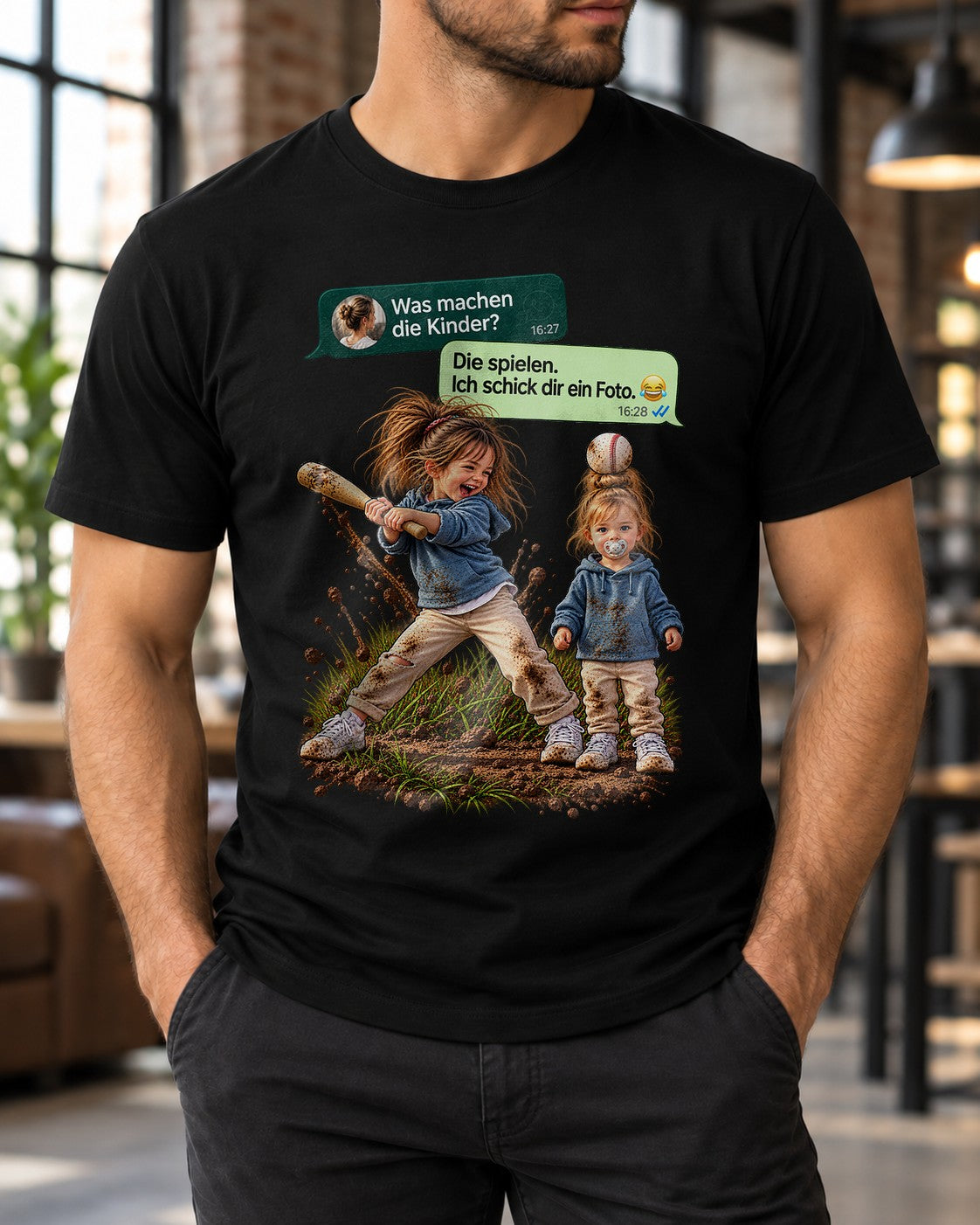 Papa T-Shirt lustig Kinder spielen Ich schick dir ein Foto Shirt, Geschenk für Papa, Papa Humor T-Shirt Damen