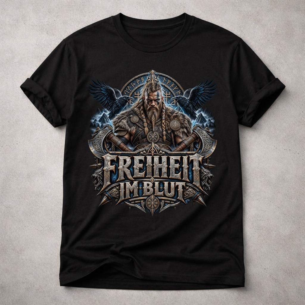 Freiheit im Blut T-Shirt, Wikinger Shirt Herren, nordisches Geschenk für Männer
