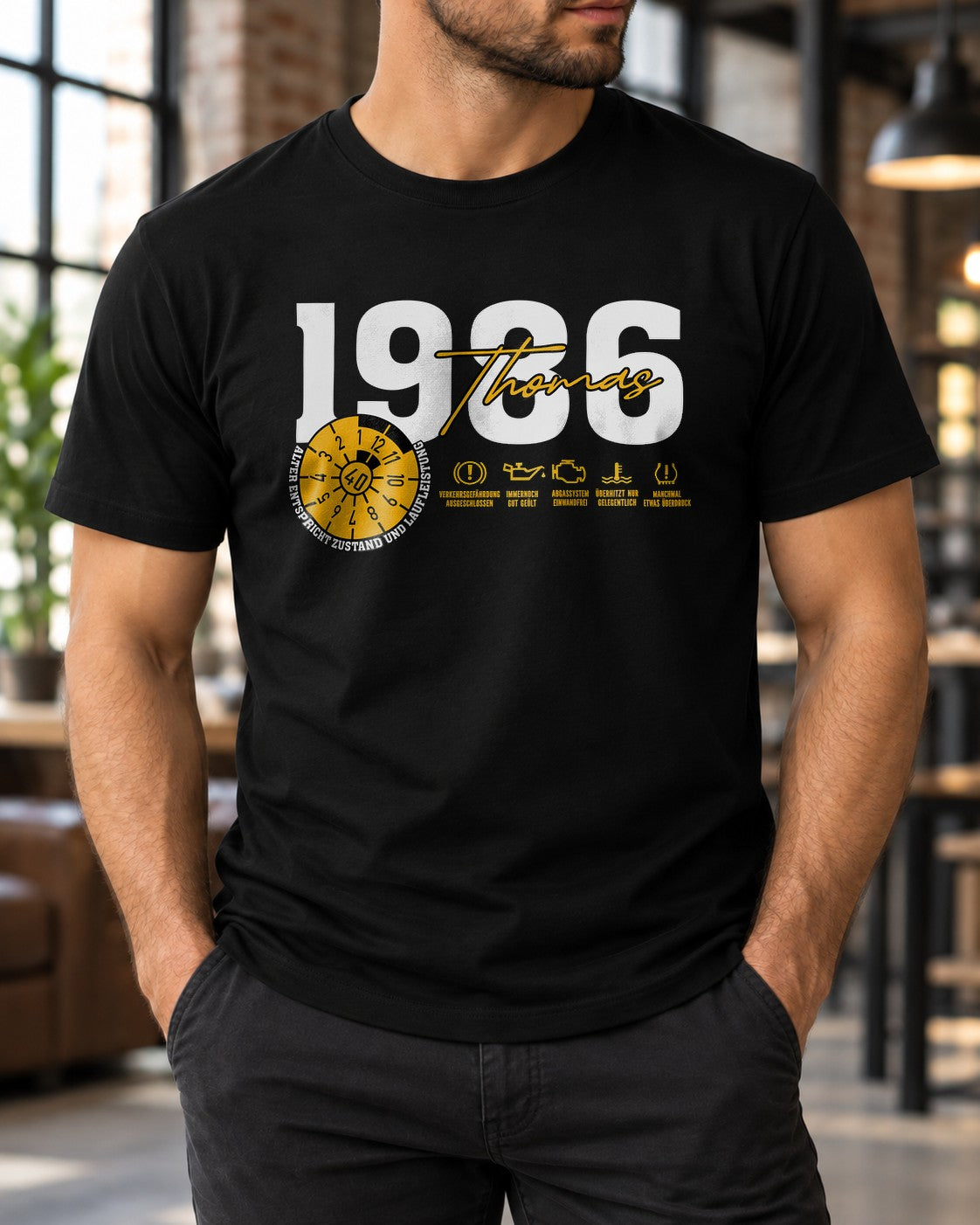 Personalisiertes Geburtstag T-Shirt mit Wunschjahr & Alter, Lustiges Vintage Männer Shirt