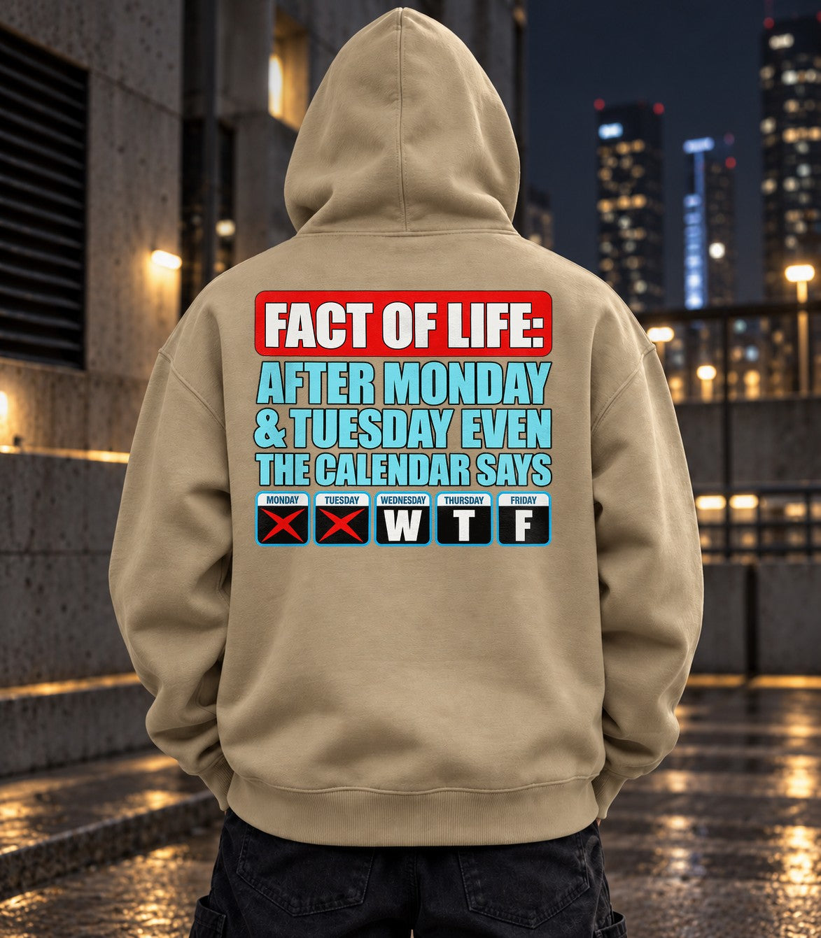 Lustiger WTF Hoodie Herren Damen, Monday Tuesday Kalender Spruch Hoodie, Sarkasmus Streetwear Pullover Unisex