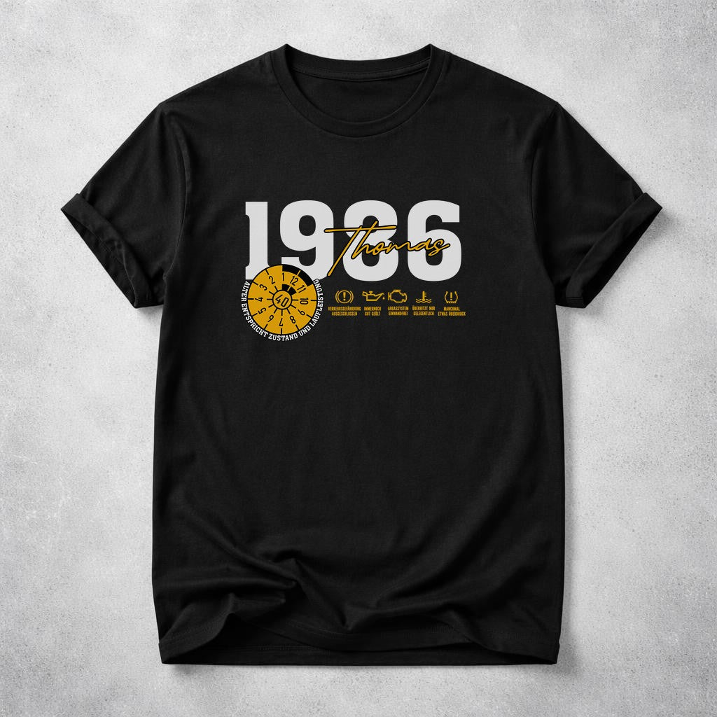Personalisiertes Geburtstag T-Shirt mit Wunschjahr & Alter, Lustiges Vintage Männer Shirt