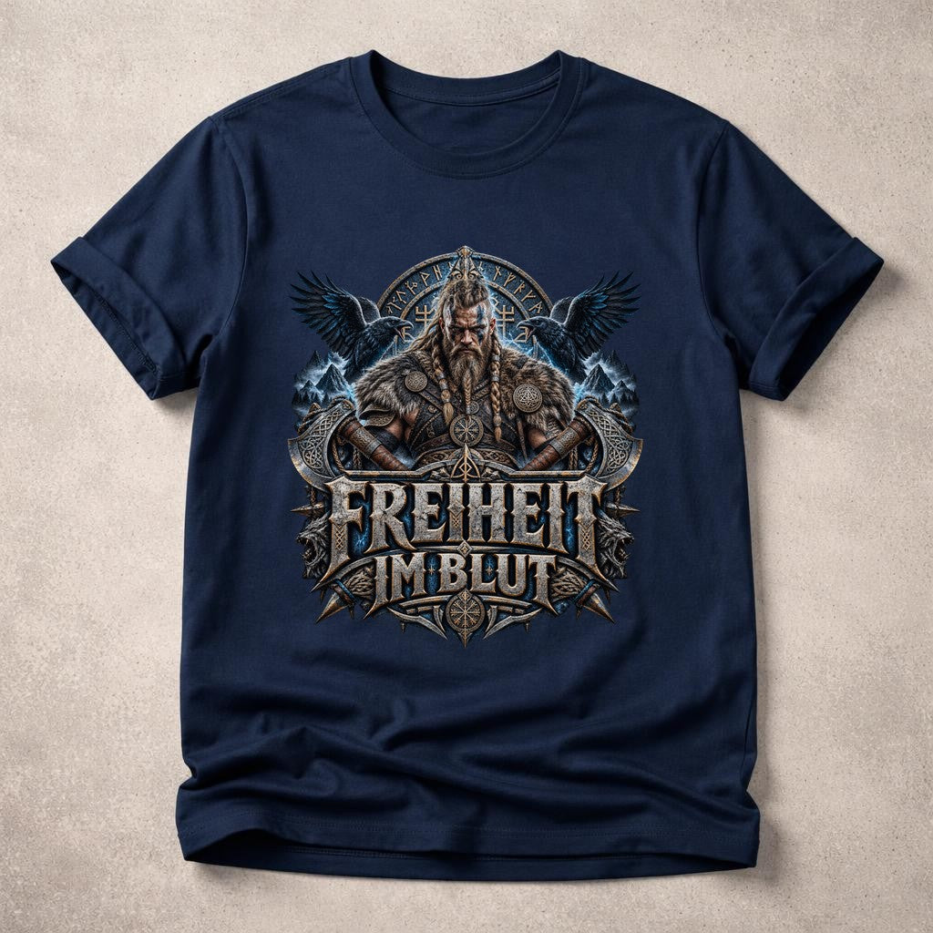Freiheit im Blut T-Shirt, Wikinger Shirt Herren, nordisches Geschenk für Männer