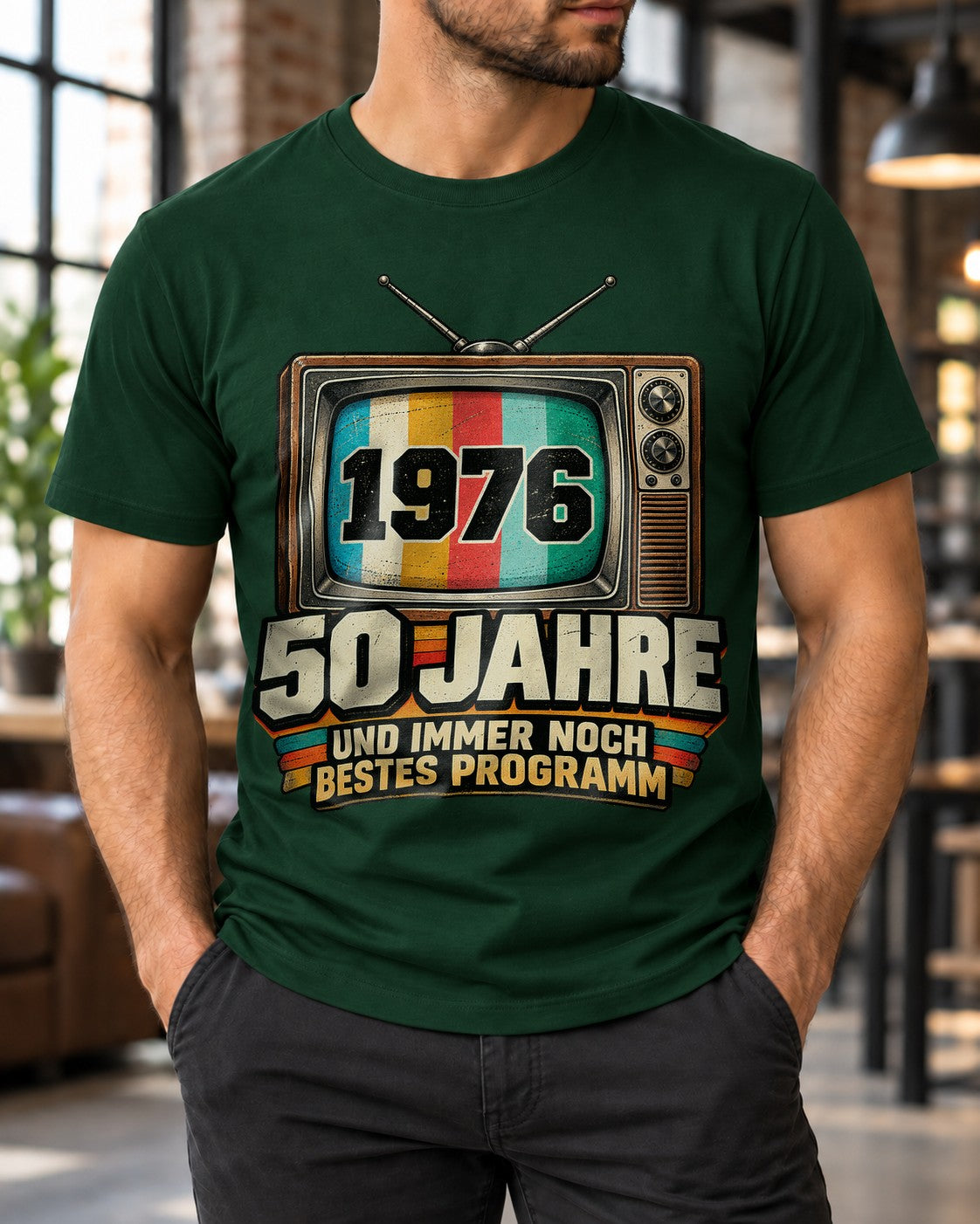 50 Jahre Geburtstag T-Shirt 1976 Vintage Fernseher Geschenk Damen Herren Retro Bestes Programm