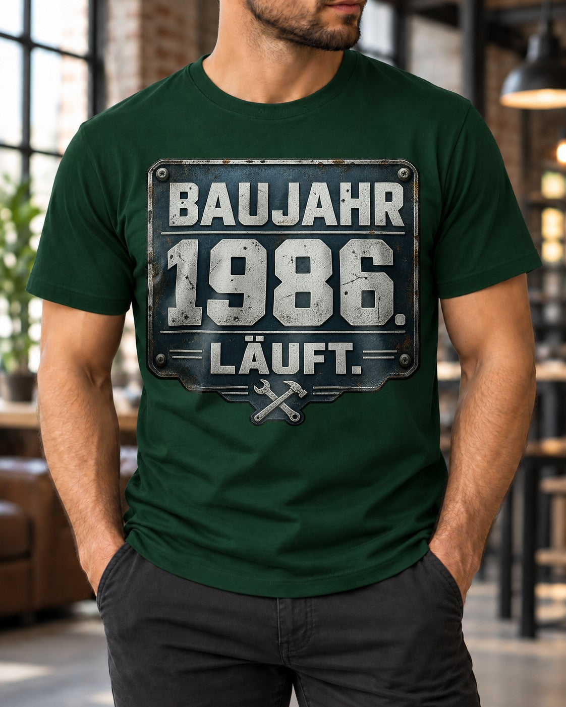 Baujahr 1986 Läuft T-Shirt Herren lustig Vintage Geburtstag Geschenk 39 Jahre Retro Mechaniker Shirt schwarz