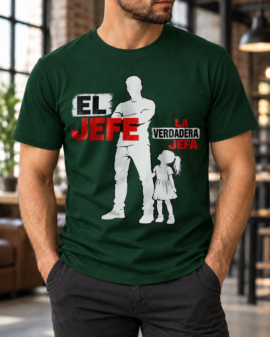 Camiseta "El Jefe La Verdadera Jefa", camiseta divertida de papá e hija, regalo del Día del Padre para papá, camiseta familiar española para hombre