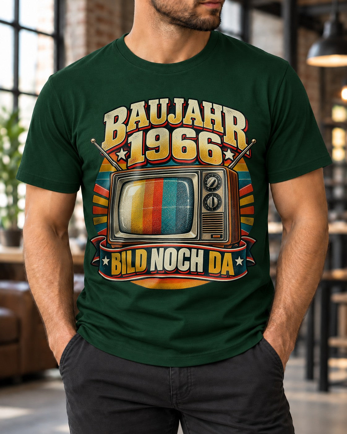 Año de construcción 1966 imagen aún disponible camiseta retro para hombre televisor vintage cumpleaños 59 regalo para hombres camiseta divertida de culto