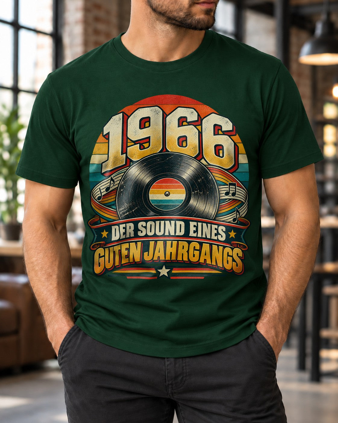 1966 Der Sound eines guten Jahrgangs T-Shirt, Vintage Geburtstag Shirt Herren, Retro Schallplatte Geschenk 59. Geburtstag