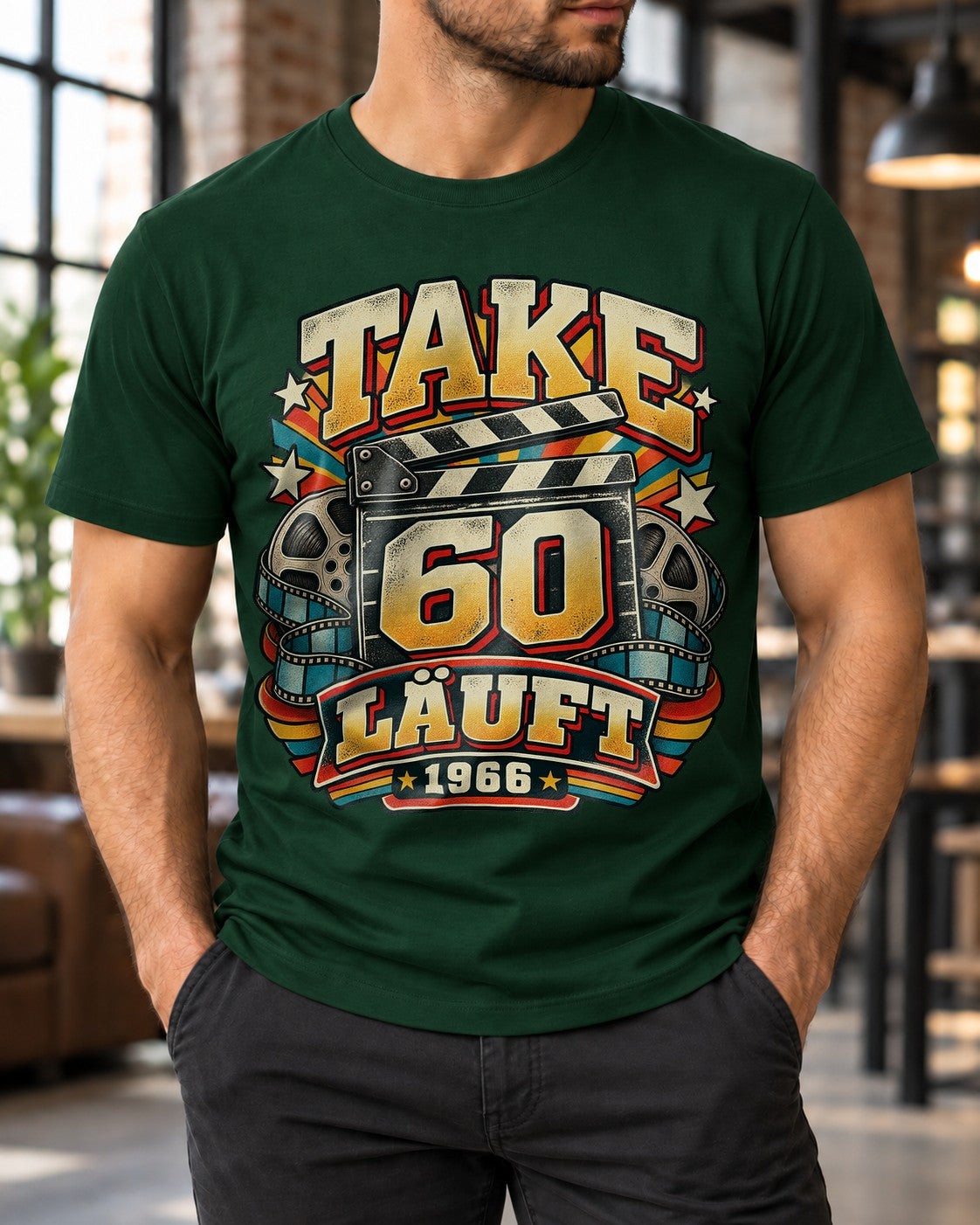 Camiseta Take 60 rodó en 1966 para hombre, camiseta de 60.º cumpleaños, camiseta de cumpleaños retro con claqueta de cine, regalo para nacidos en 1966