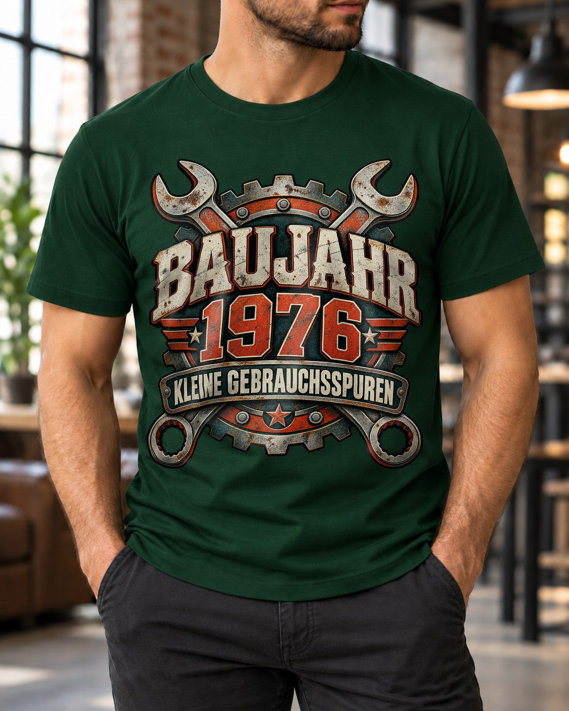 Baujahr 1976 T-Shirt Herren, Kleine Gebrauchsspuren, Schrauber Geschenk, Vintage Mechaniker Shirt, Geburtstag 49