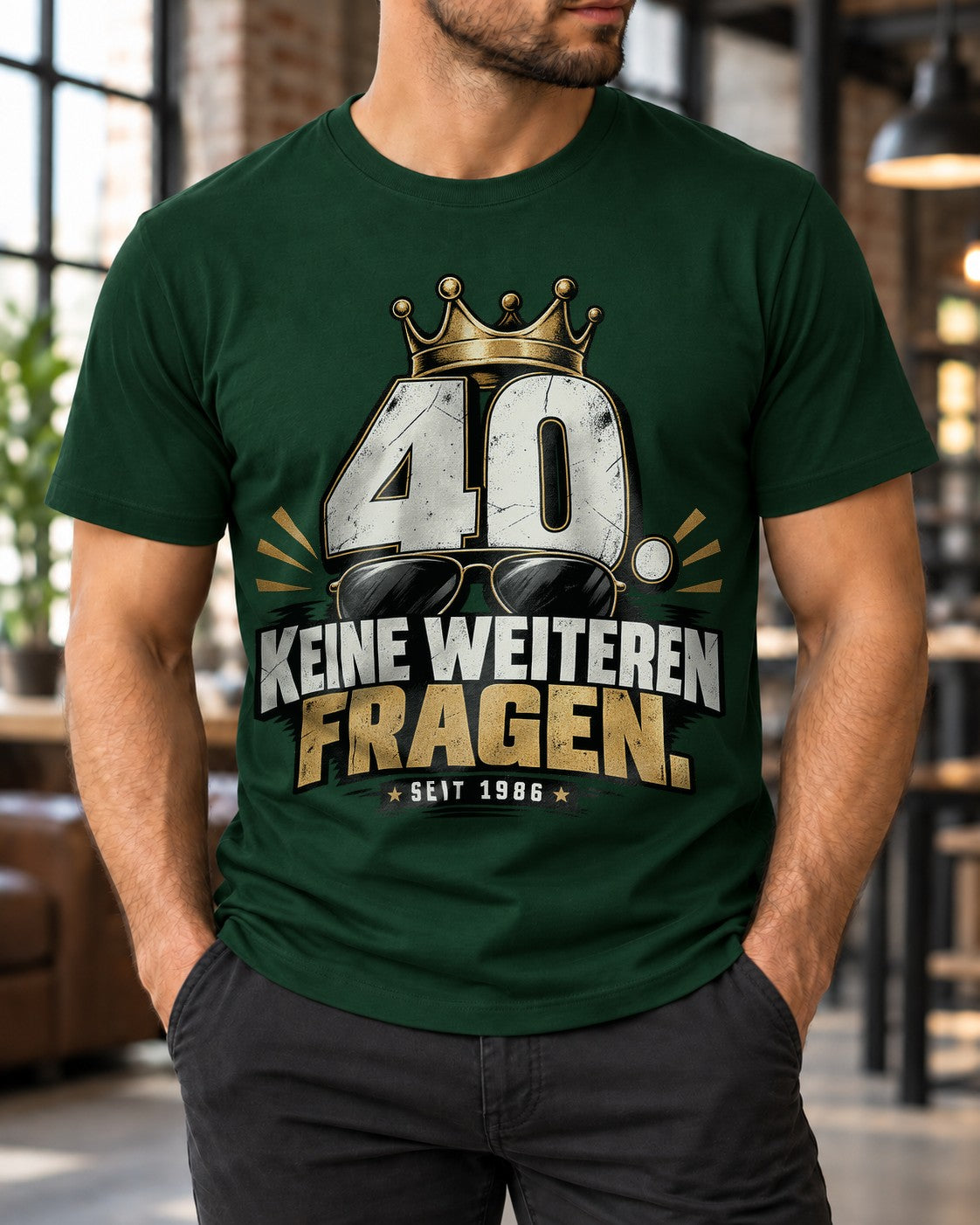 40 Keine Weiteren Fragen T-Shirt Herren, Jahrgang 1986 Geburtstag Shirt, lustiges 40. Geburtstagsgeschenk