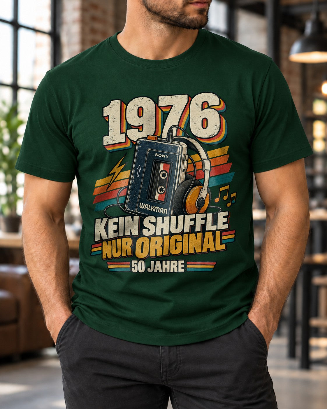 1976 Kein Shuffle Nur Original T-Shirt, 50 Jahre Geburtstag Shirt, Retro Kassette Walkman Vintage Geschenk