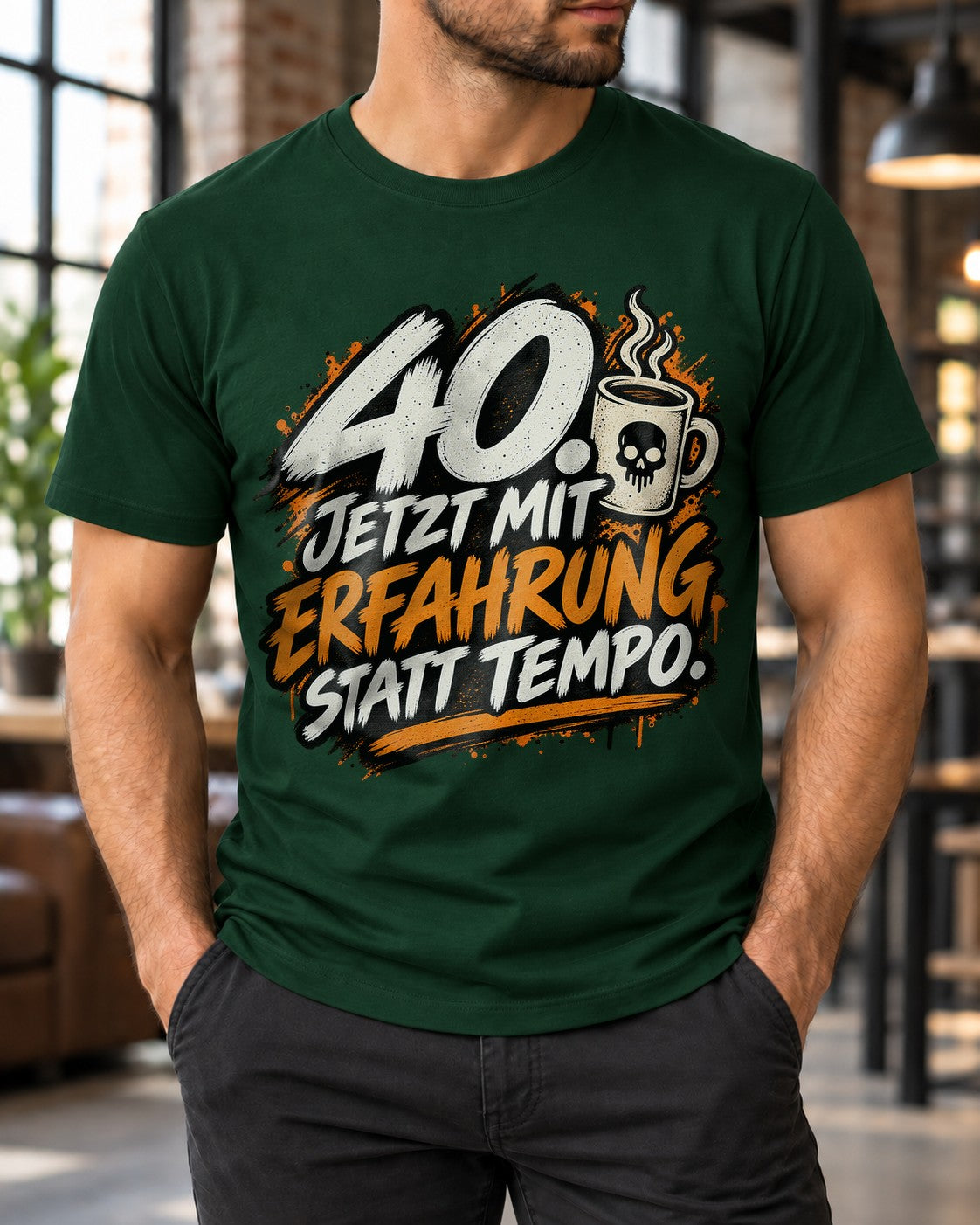 40. Geburtstag T-Shirt Herren lustig, 40 Jetzt mit Erfahrung statt Tempo, Geschenk zum Vierzigsten Mann
