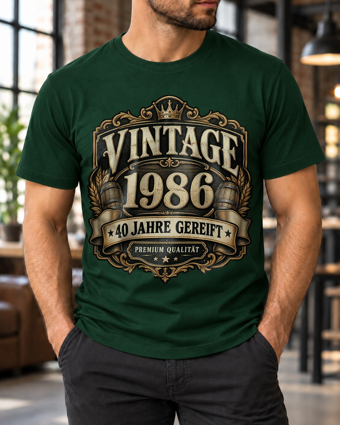 Vintage 1986 T-Shirt Herren, 40 Jahre gereift, Premium Qualität, Geburtstag 40 Geschenk Mann, Retro Jahrgang Shirt